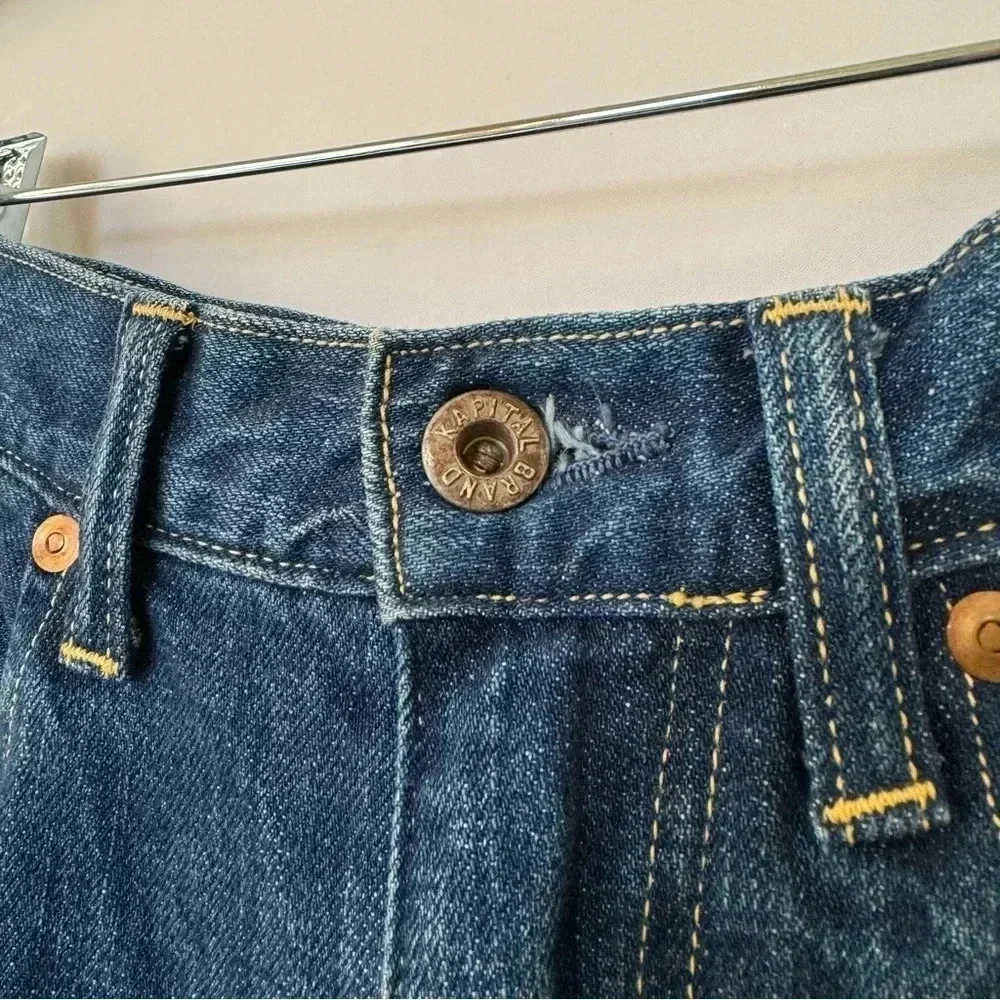 New Kapital Wide Leg Jeans Belted Blue Size 1 - Picture 10 of 11